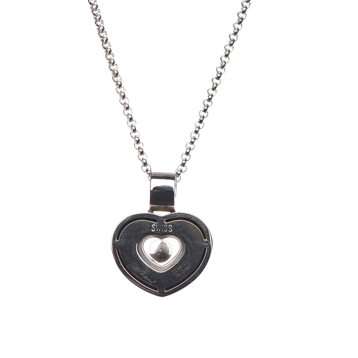 Chopard 18K White Gold Happy Diamonds Icons Puff Heart Pendant Necklace 5 of 7
