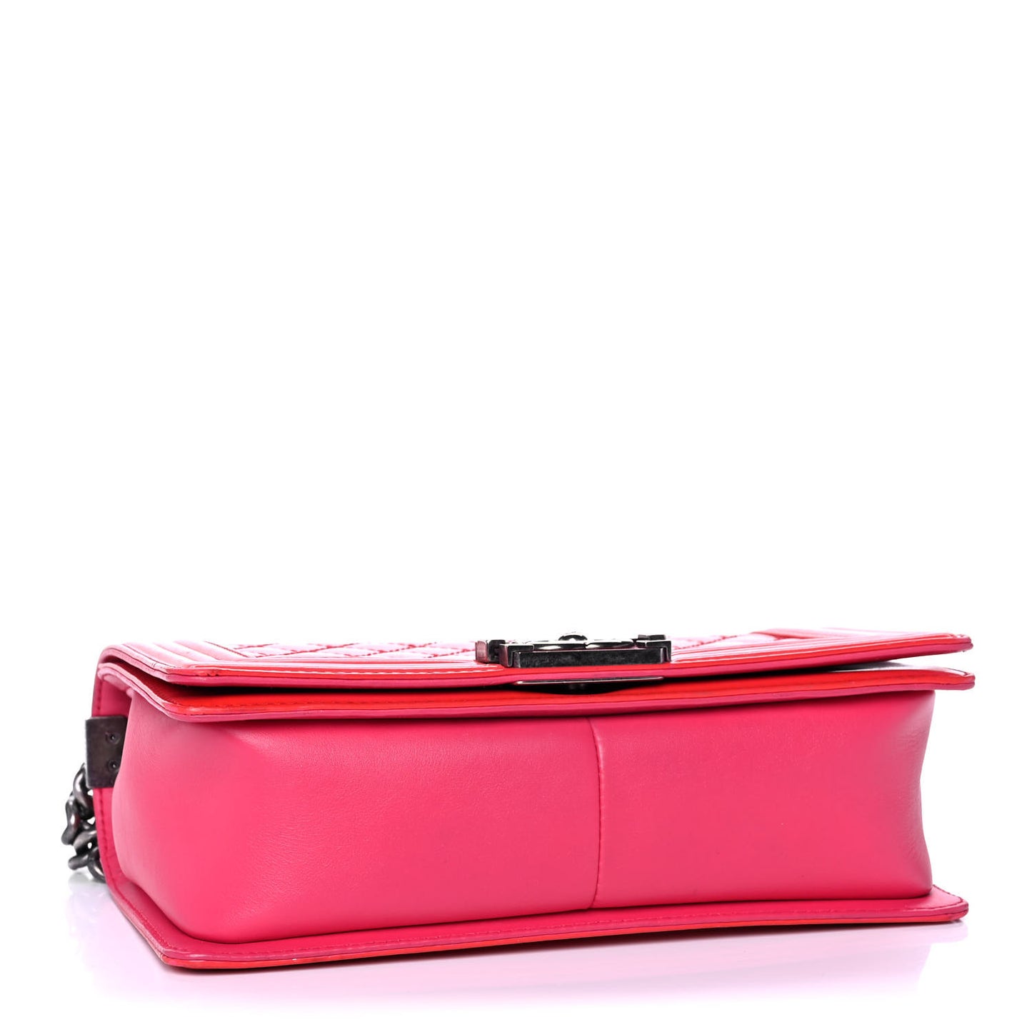 Patent Calfskin Enamel Quilted Medium Boy Flap Dark Pink