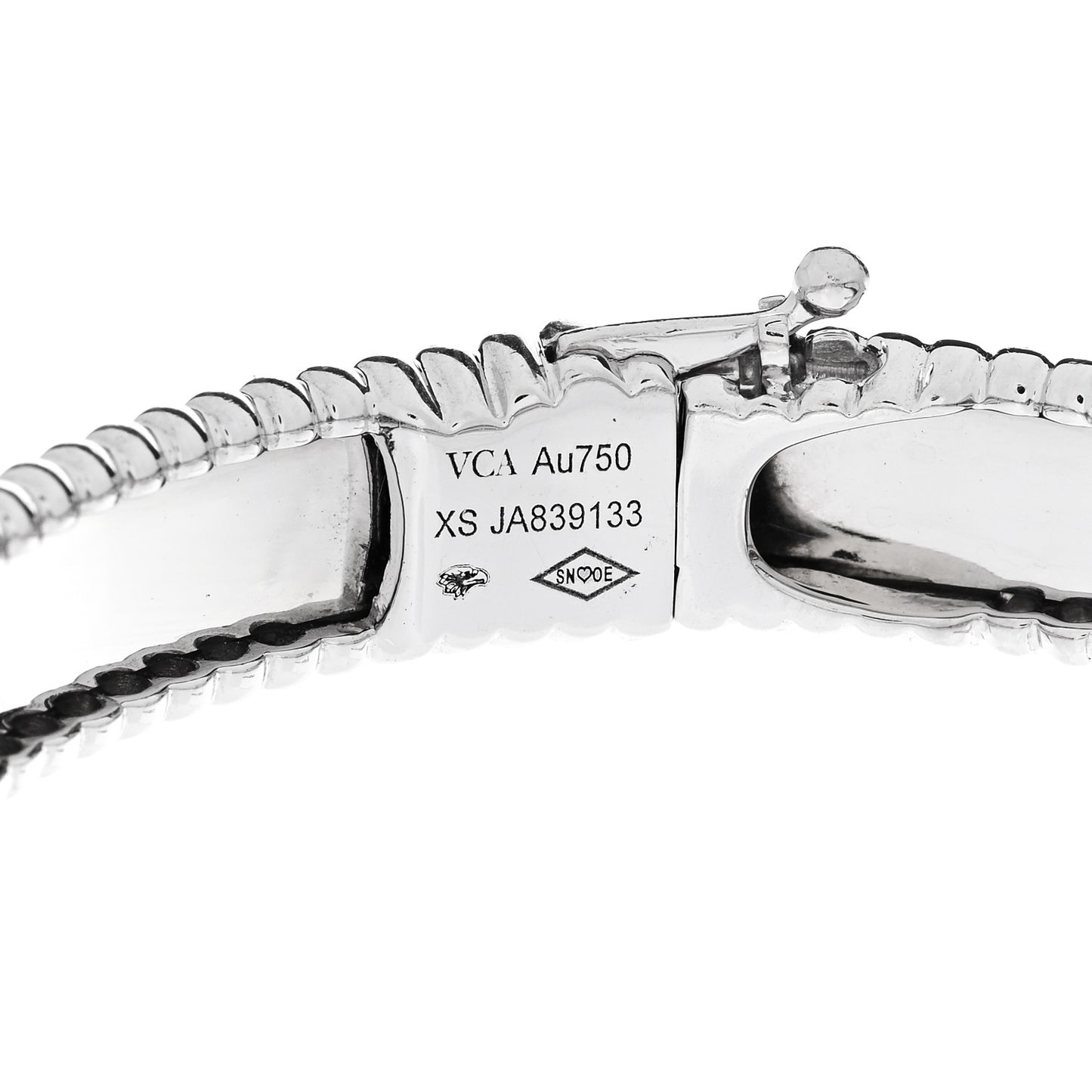 18K White Gold Perlee Signature Bangle Bracelet XS
