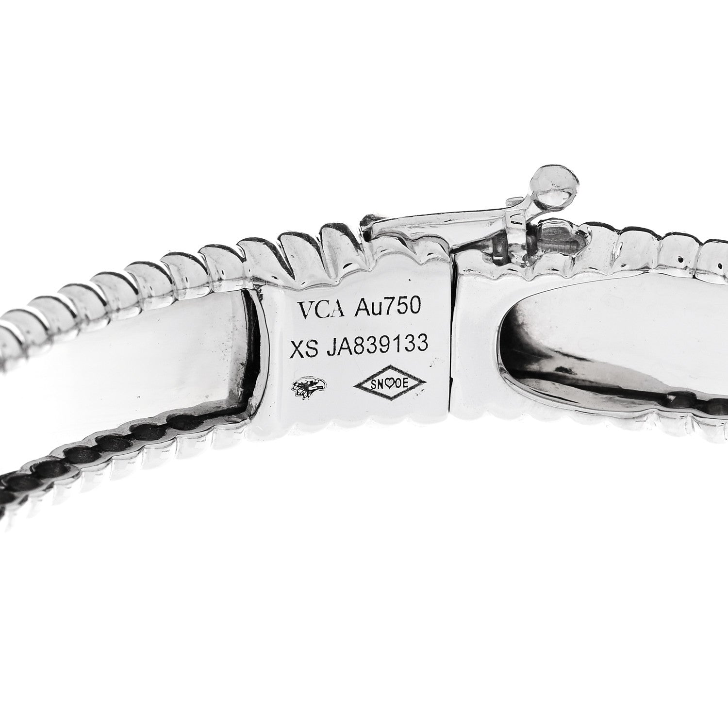 Van Cleef & Arpels 18K White Gold Perlee Signature Bangle Bracelet XS 3 of 4