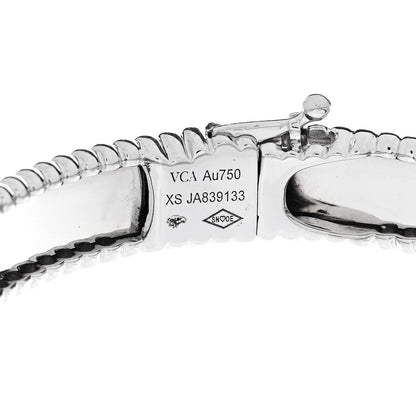 Van Cleef & Arpels 18K White Gold Perlee Signature Bangle Bracelet XS 3 of 4