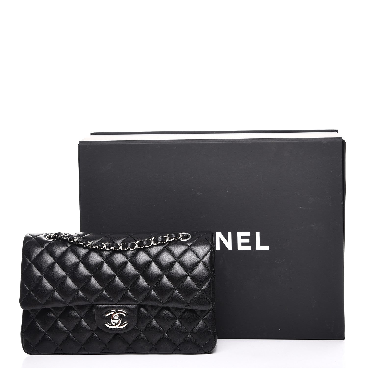 Chanel Lambskin Quilted Medium Double Flap Black 8 of 8