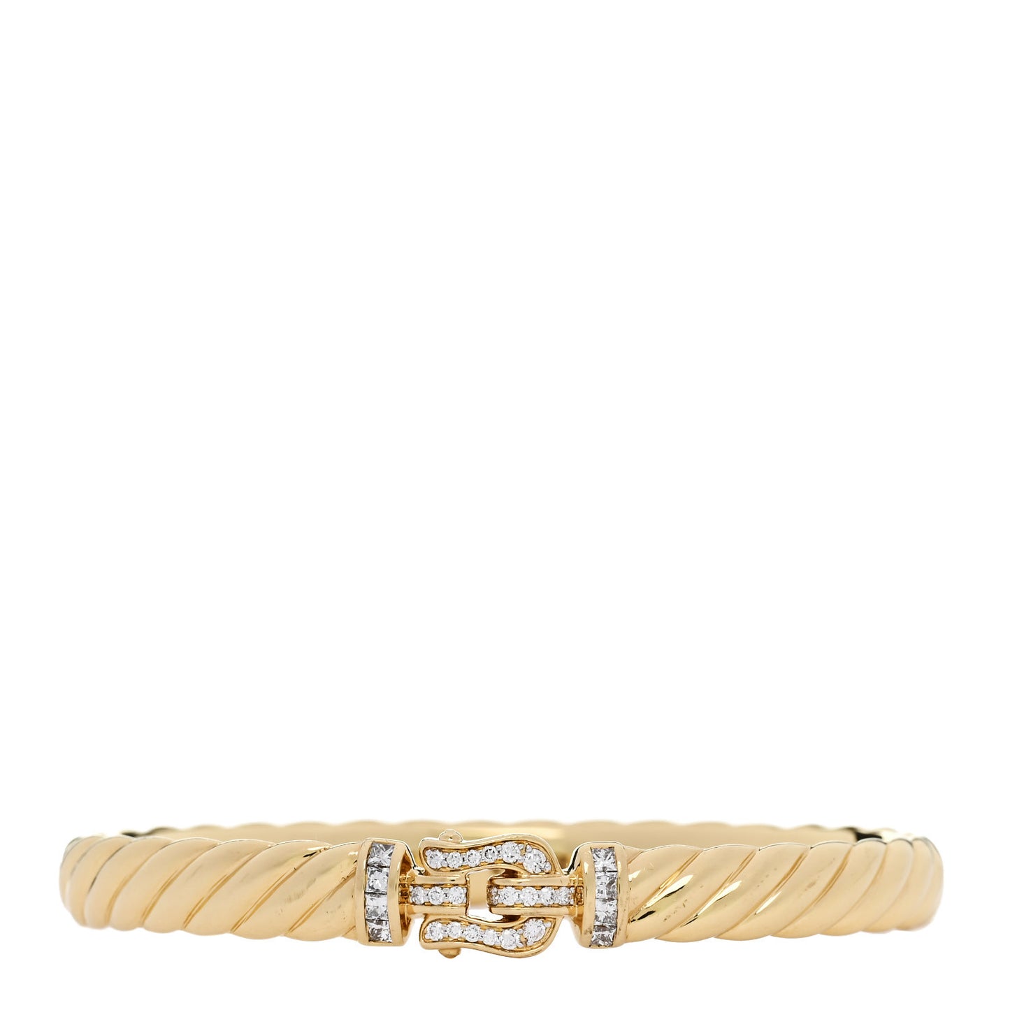 18K Yellow Gold Diamond 6.2mm Sculpted Cable Buckle Bracelet