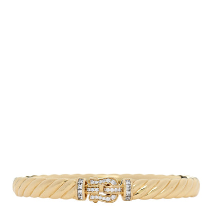 David Yurman 18K Yellow Gold Diamond 6.2mm Sculpted Cable Buckle Bracelet 1 of 4