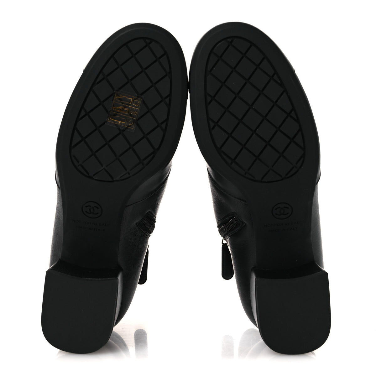 Chanel Stretch Lambskin Cap Toe CC Uniform Short Boots 36 Black 7 of 11