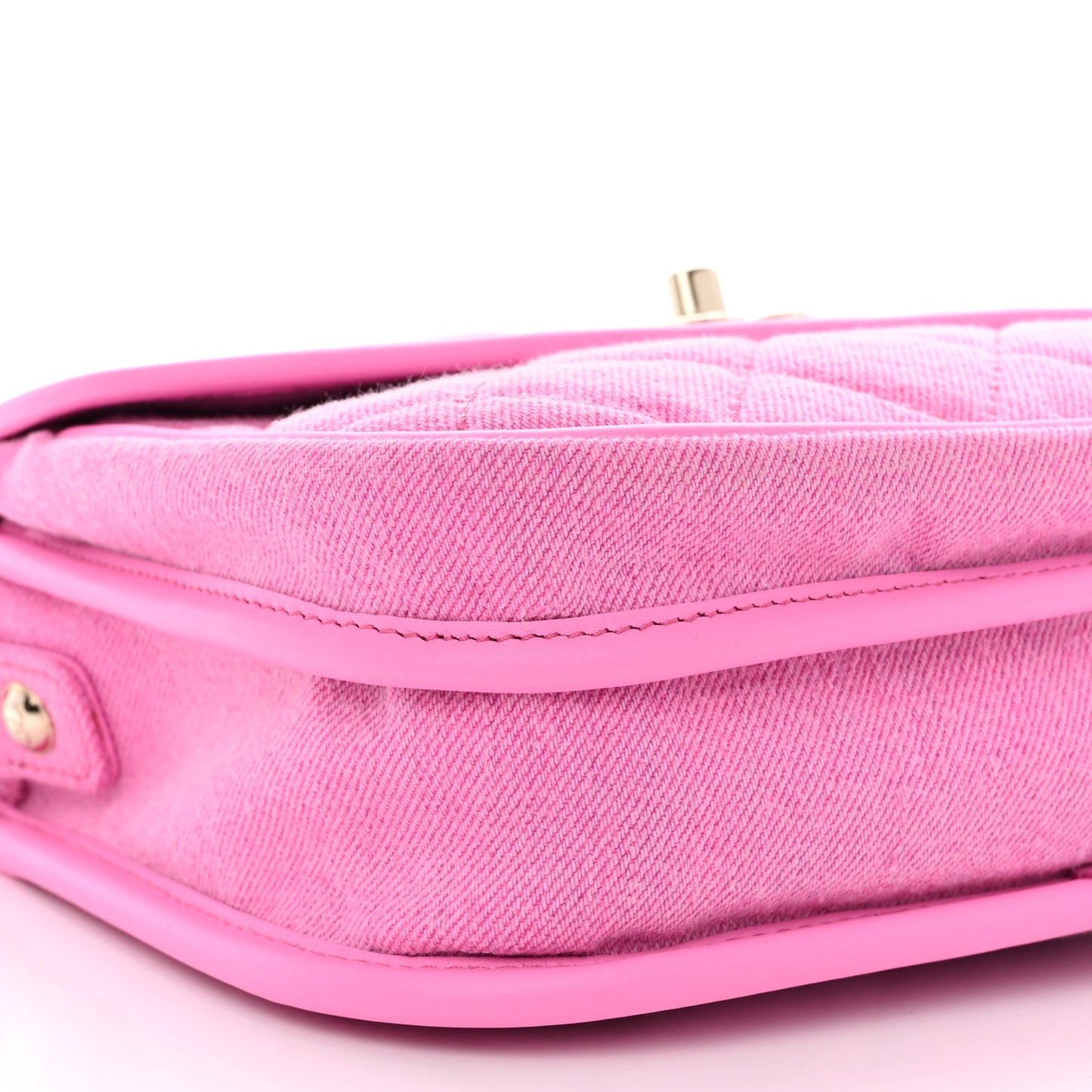 Denim Quilted Small Messenger Flap Neon Pink