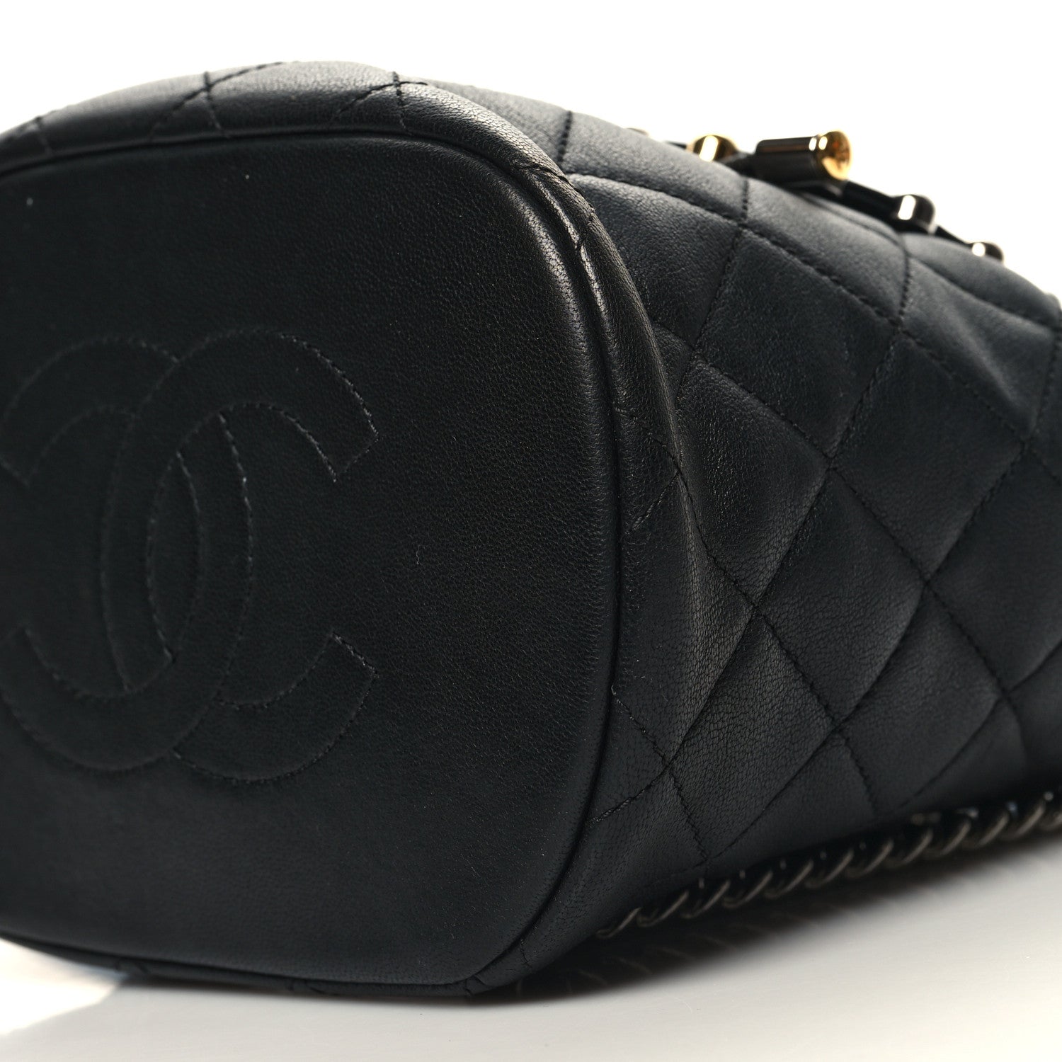 Chanel Lambskin Quilted Metallic Bubble Backpack Black 10 of 10