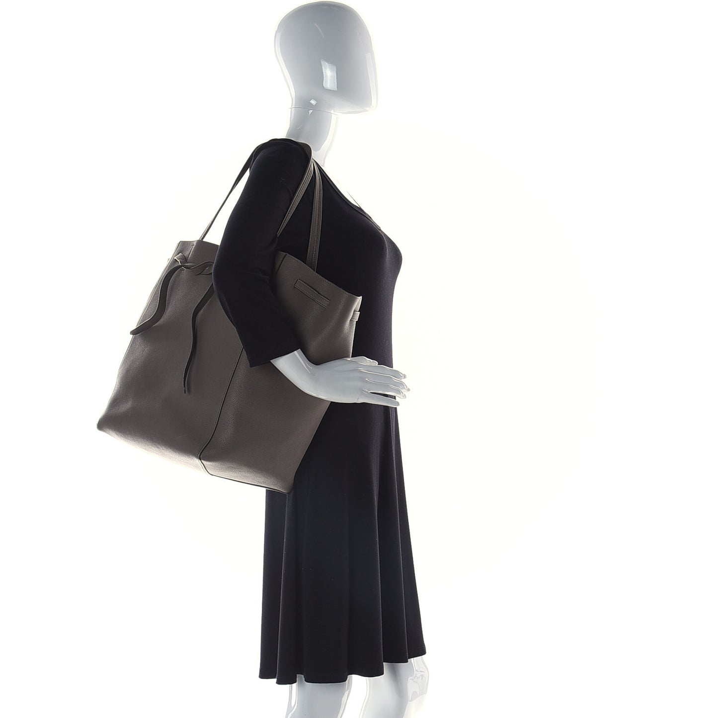 Soft Grained Calfskin Medium Belt Cabas Phantom Taupe