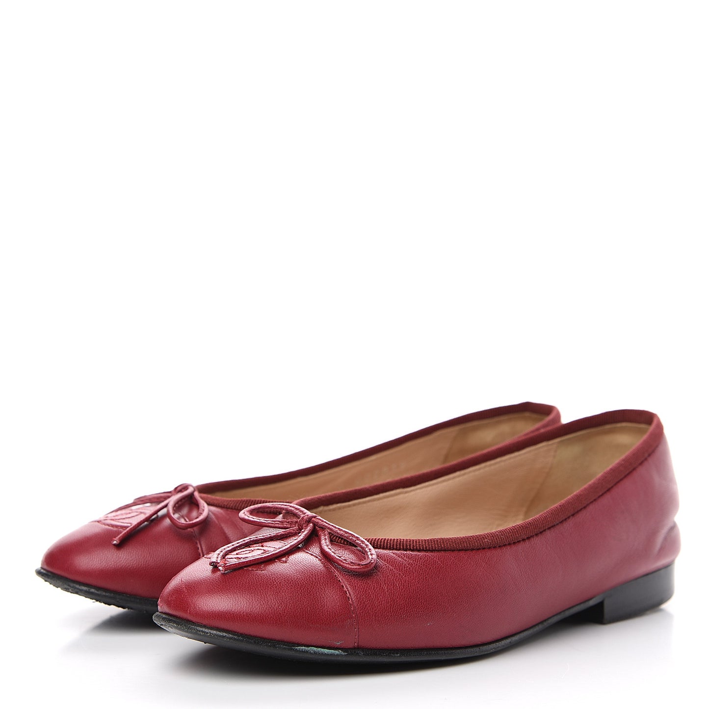Goatskin Cap Toe CC Ballerina Flats 35 Red