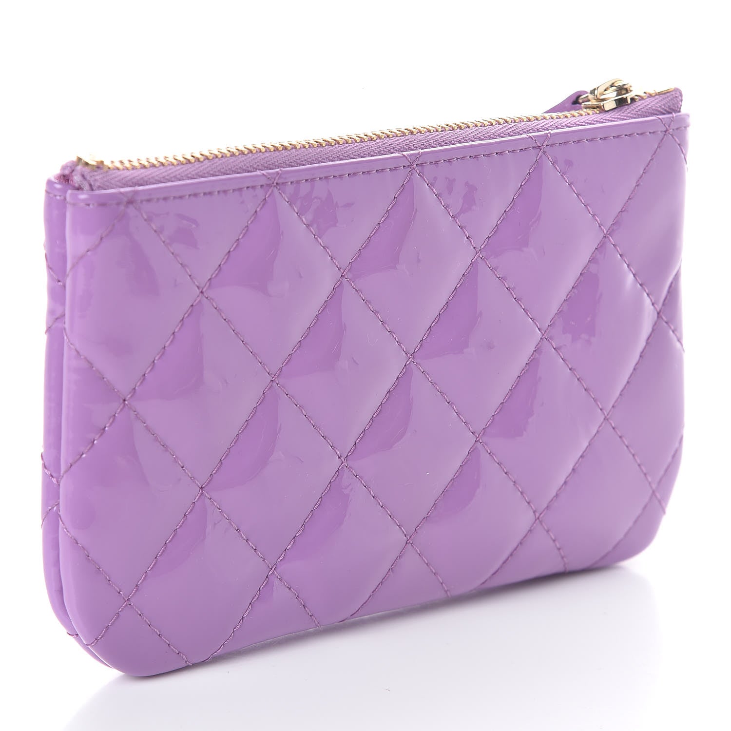 Chanel Patent Quilted Small Cosmetic Case Purple 3 of 8