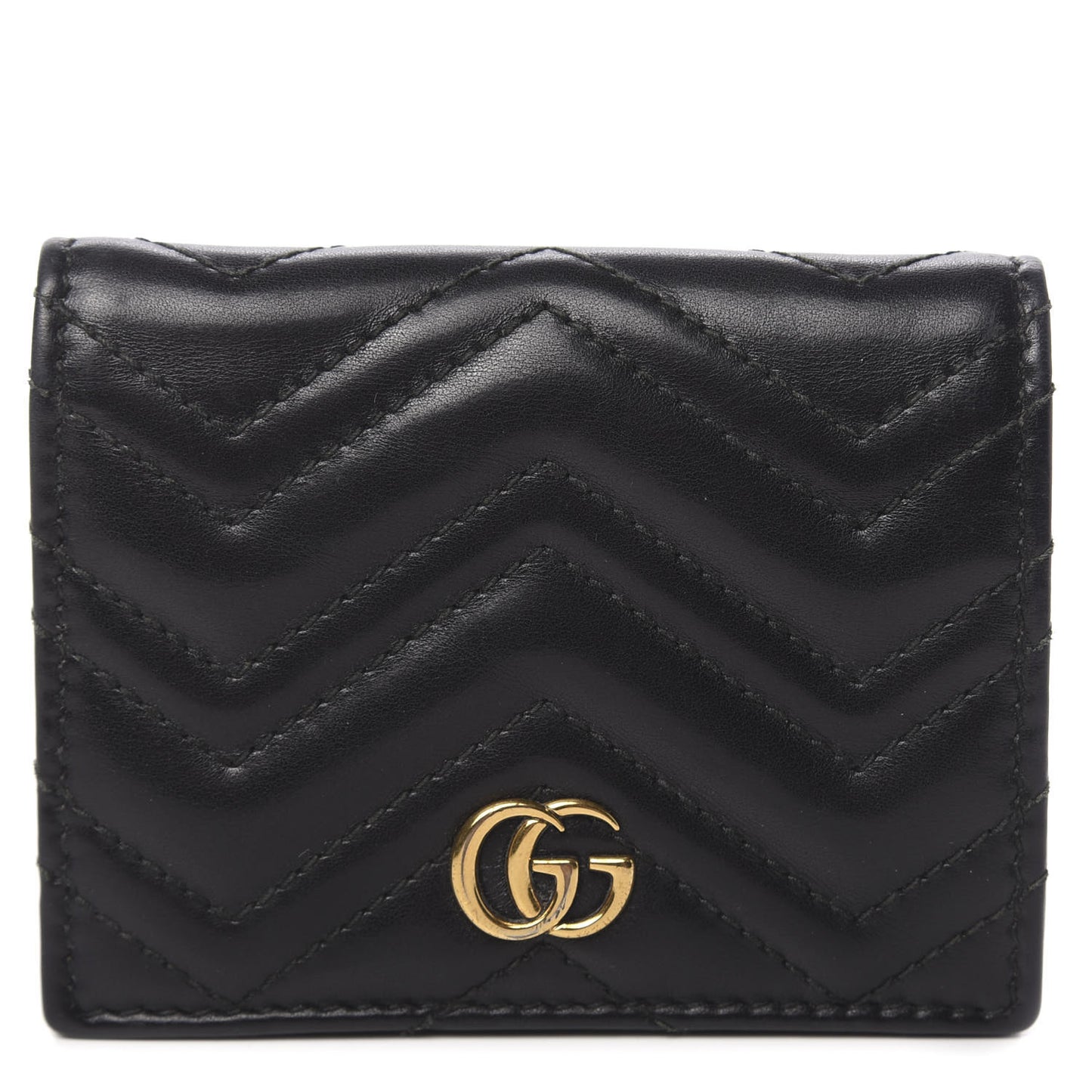 Calfskin Matelasse GG Marmont Card Case Black