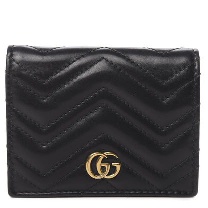 Gucci Calfskin Matelasse GG Marmont Card Case Black 1 of 9
