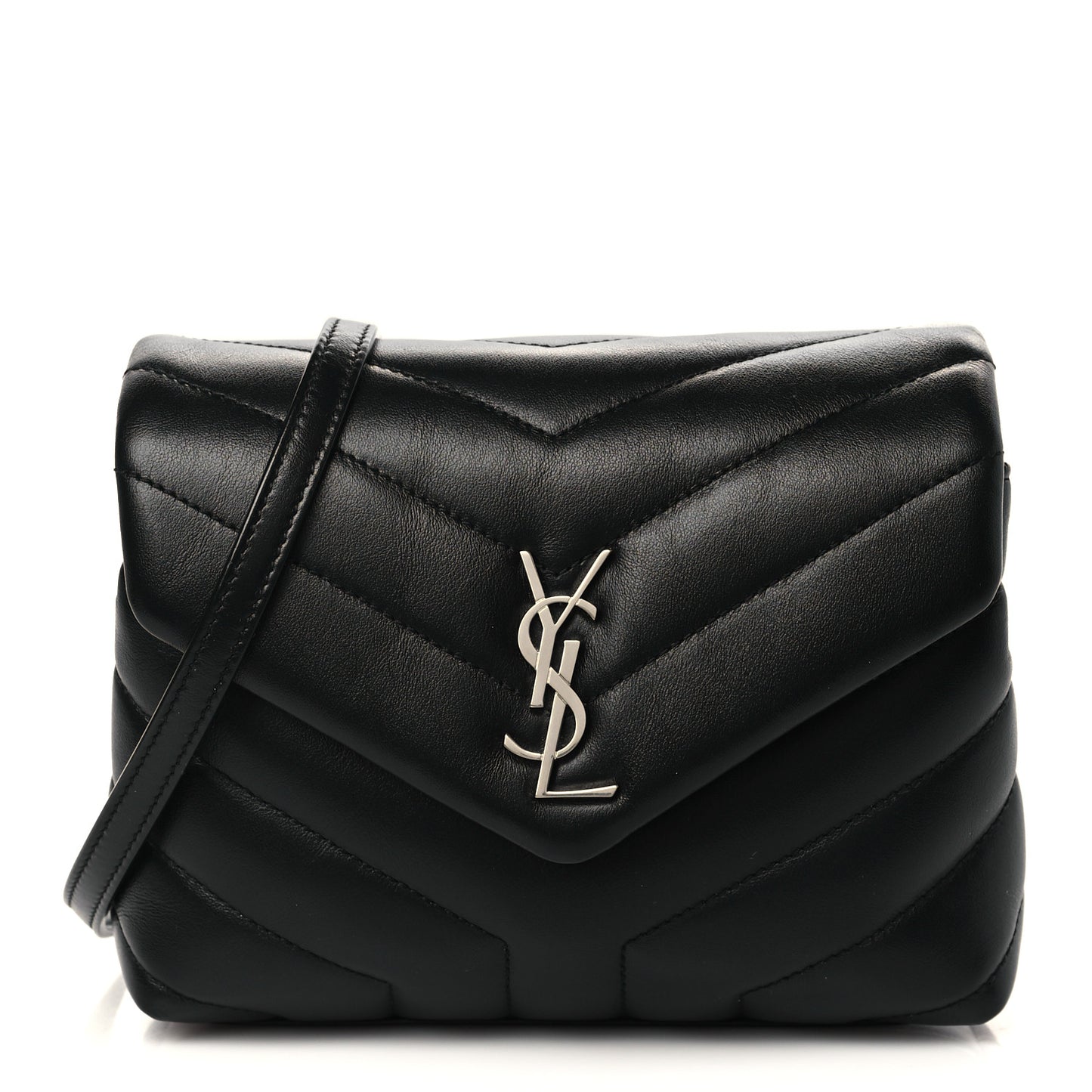 Calfskin Y Quilted Monogram Toy Loulou Crossbody Bag Black