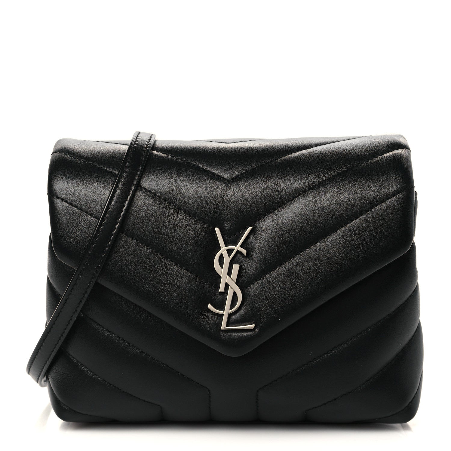 Saint Laurent Calfskin Y Quilted Monogram Toy Loulou Crossbody Bag Black 1 of 6