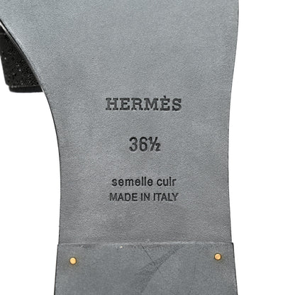 Hermes Suede Goatskin Crystal Powder Oran Sandals 36.5 Black 7 of 10