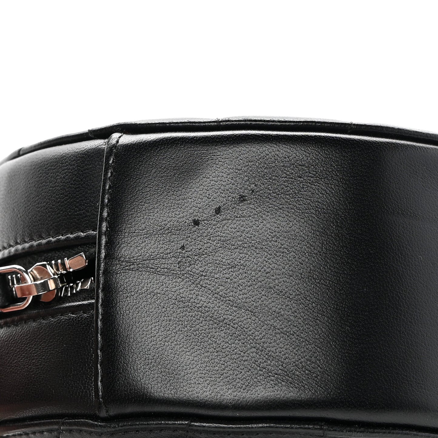 Lambskin Quilted Round Clutch With Chain Black