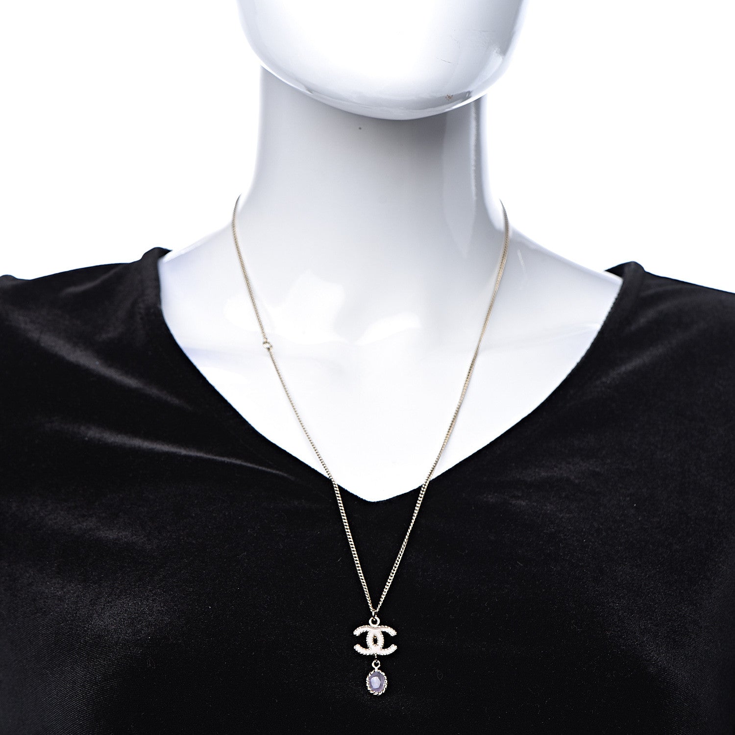 Chanel Enamel CC Drop Necklace Gold 2 of 5
