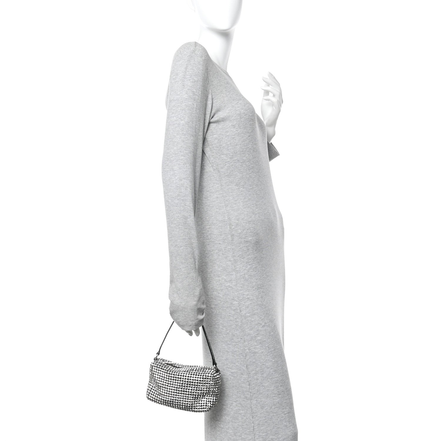 Alexander Wang Mesh Crystal Rhinestone Mini Heiress Pouch Black Silver 2 of 9