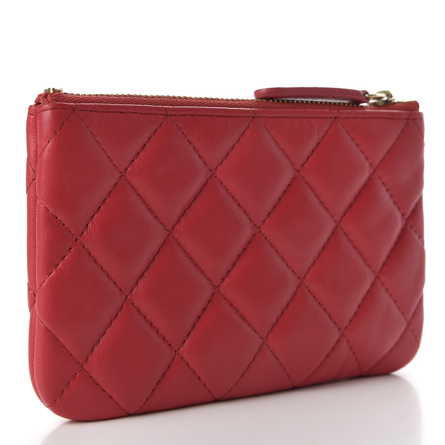 Chanel Lambskin Quilted Cosmetic Case Red 3 of 8