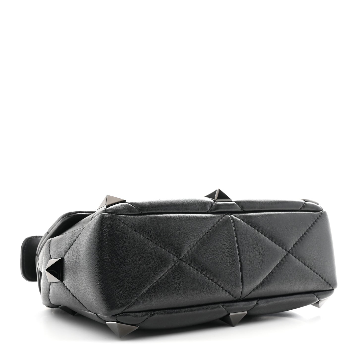Nappa Monochrome Medium Roman Stud Shoulder Bag Black