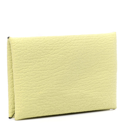 Hermes Chevre Mysore Calvi Card Case Jaune Bourgeon 2 of 4