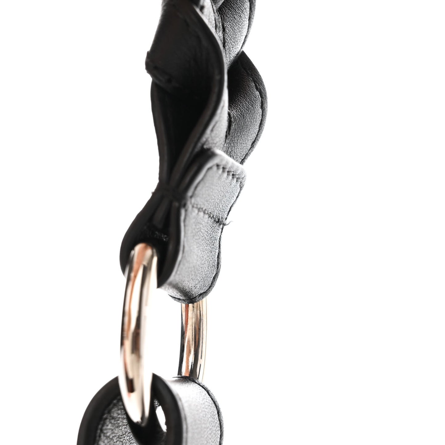 Grained Calfskin Stitched Small Braided With Style Flap Black