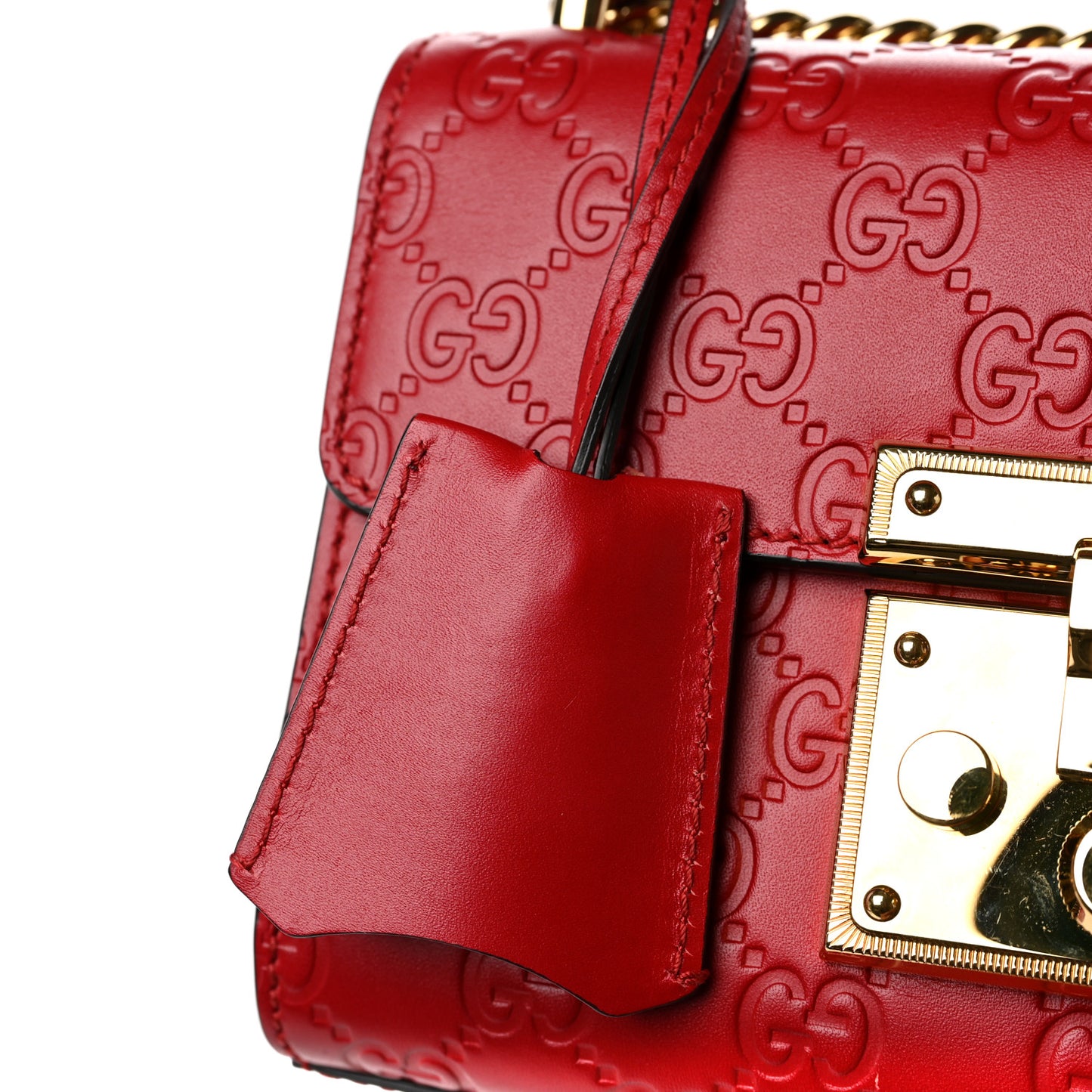 Guccissima Small Padlock Shoulder Bag Hibiscus Red