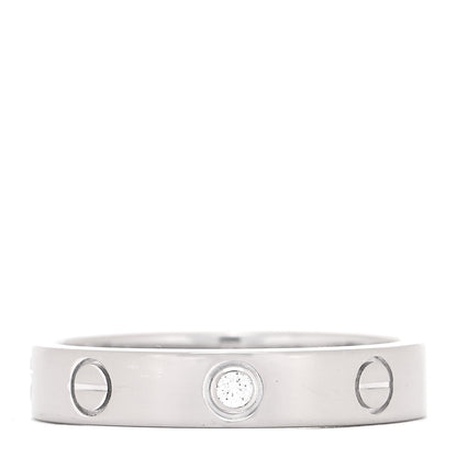 Cartier 18K White Gold Diamond 4mm LOVE Wedding Band Ring 55 7.25 1 of 4