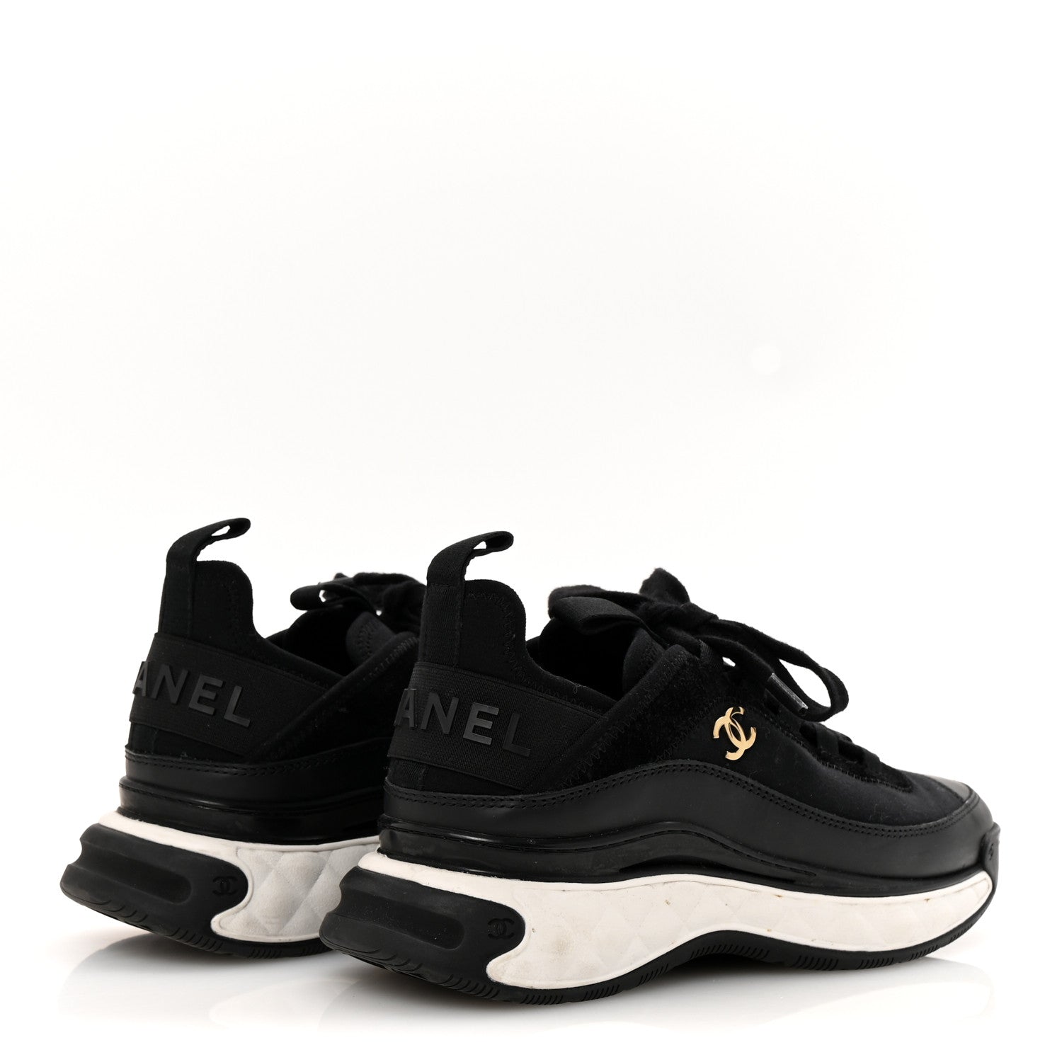 Chanel Velvet Calfskin Mixed Fibers CC Sneakers 36 Black 5 of 12