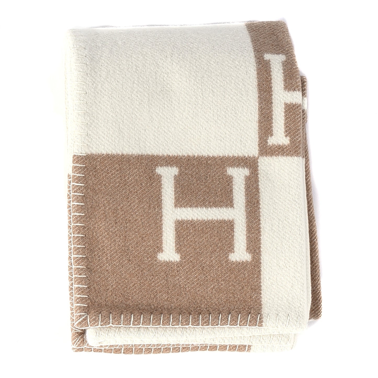 Wool Cashmere Avalon Baby Blanket Noisette Moyen White