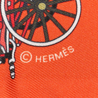 Hermes Silk Les Voitures Exquises Twilly Orange Beige Kaki 3 of 10