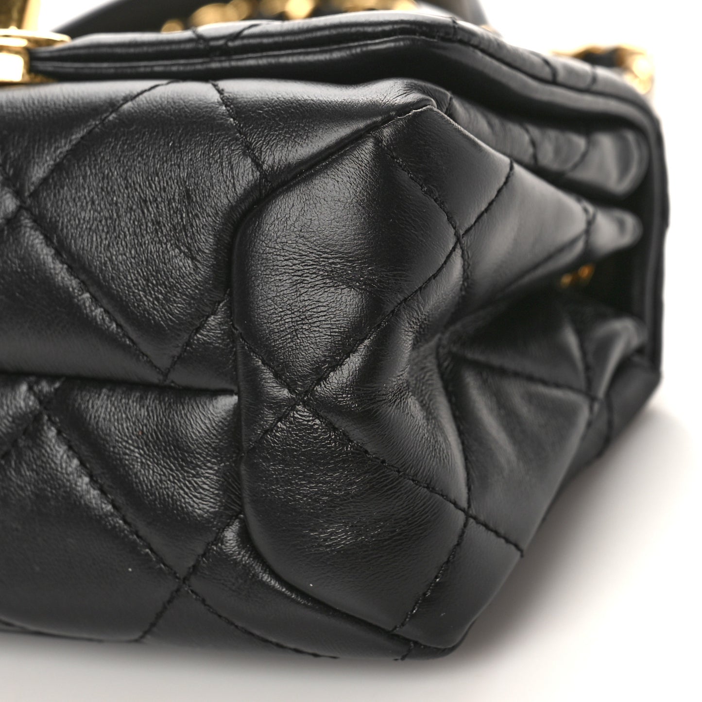 Lambskin Quilted Mini Color Match Flap Black