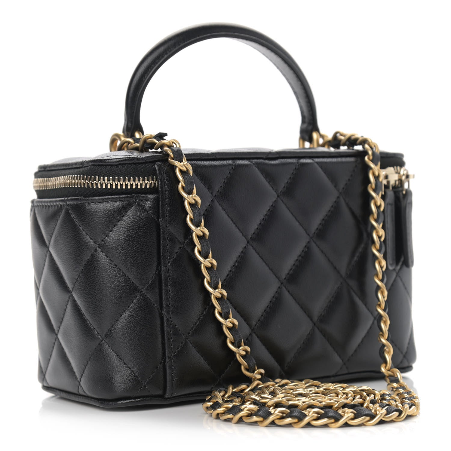 Chanel Lambskin Quilted Small Top Handle Vanity Case With Chain Black 3 of 14