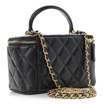 Chanel Lambskin Quilted Small Top Handle Vanity Case With Chain Black 3 of 14