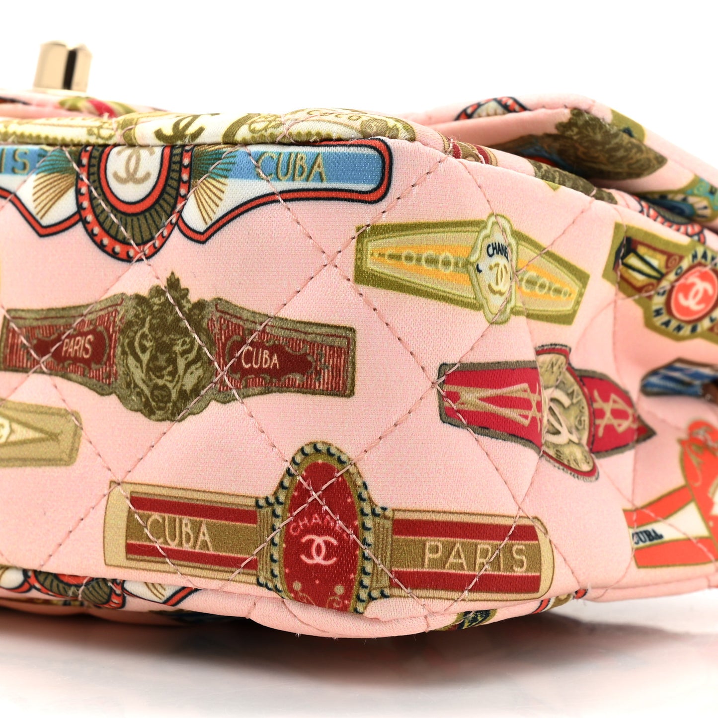Satin Paris Cuba Cigare Print Mini Flap Pink