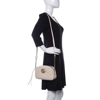 Gucci Calfskin Matelasse Small GG Marmont Chain Shoulder Bag White 2 of 13