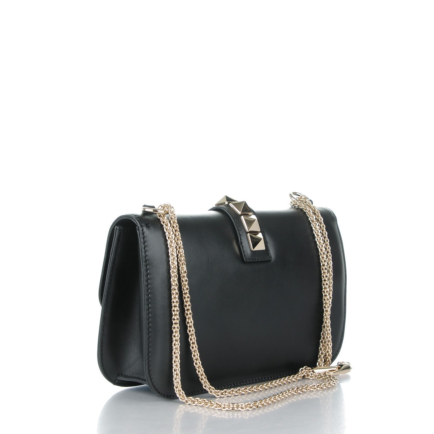 Valentino Garavani Vitello Medium Glam Lock Rockstud Flap Black 3 of 7