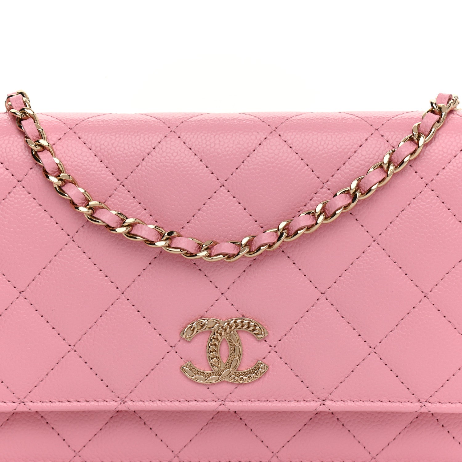 Chanel Caviar Quilted Chain CC Wallet On Chain WOC Pink 9 of 10