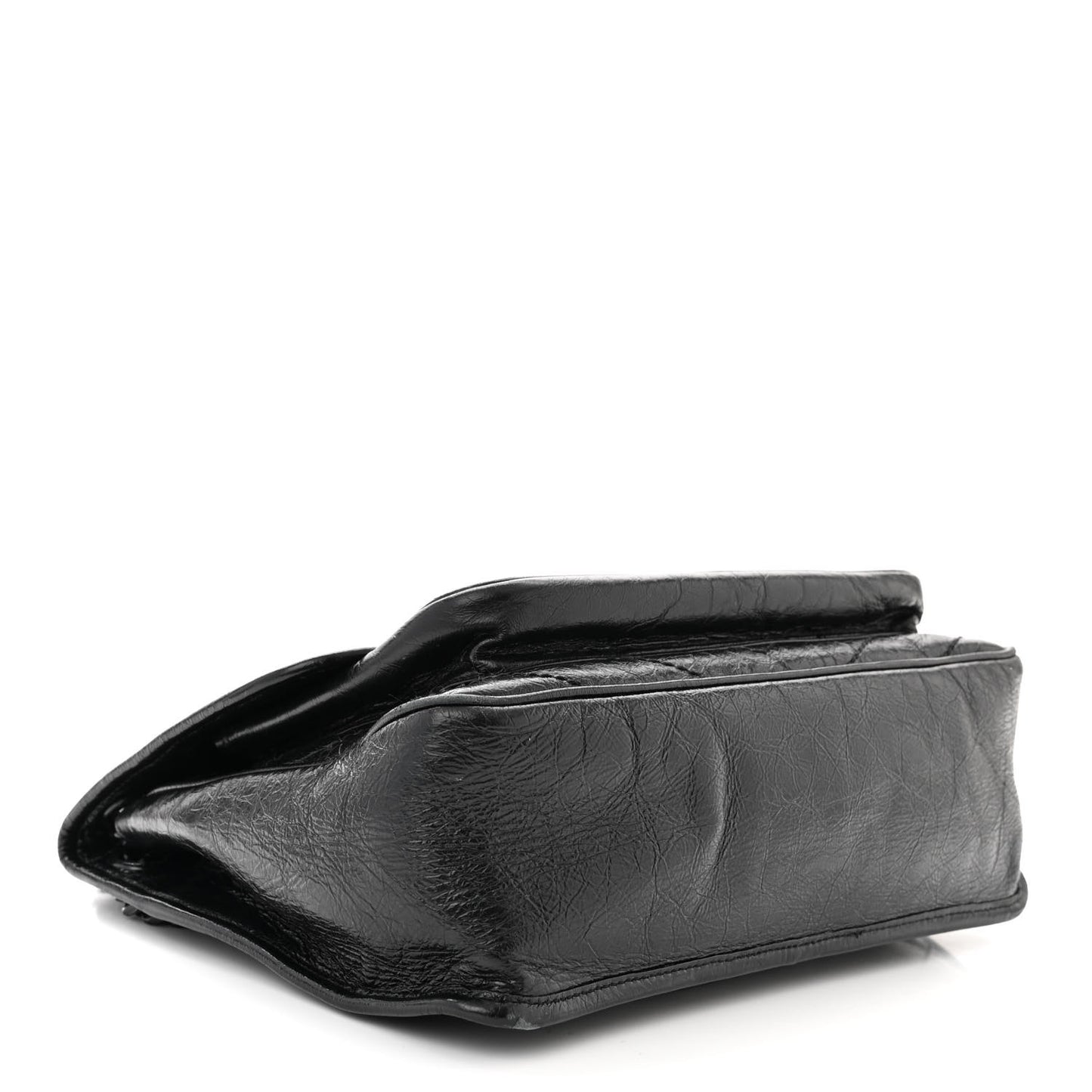 Crinkled Calfskin Matelasse Monogram Medium Niki Chain Satchel Black