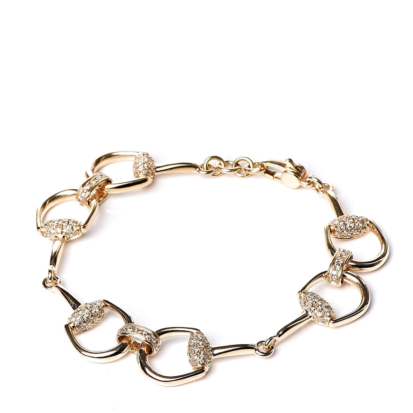 18K Yellow Gold Diamond Pave Horsebit Bracelet