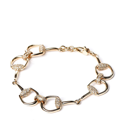 Gucci 18K Yellow Gold Diamond Pave Horsebit Bracelet 1 of 6