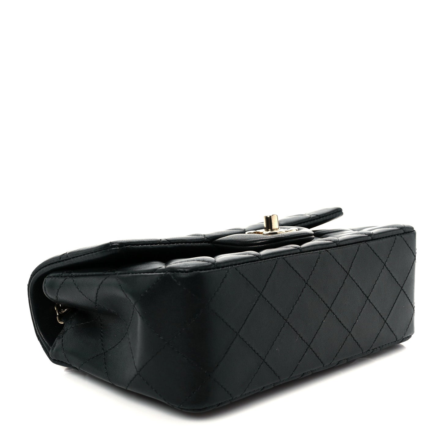 Lambskin Quilted Mini Rectangular Flap Black