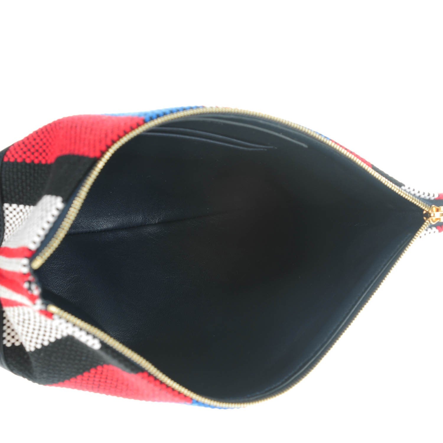 Celine Cotton Canvas Lambskin Striped Solo Clutch Pouch Navy Blue 5 of 8