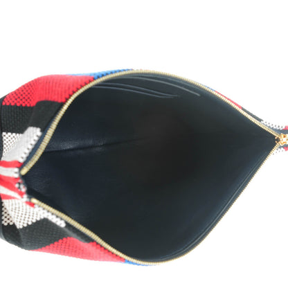 Celine Cotton Canvas Lambskin Striped Solo Clutch Pouch Navy Blue 5 of 8
