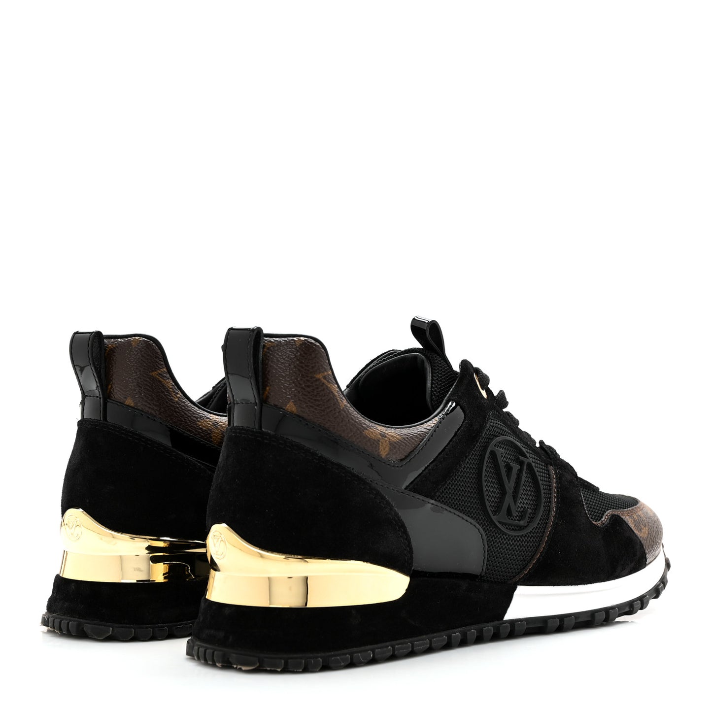 Suede Monogram Run Away Sneakers 37.5 Black