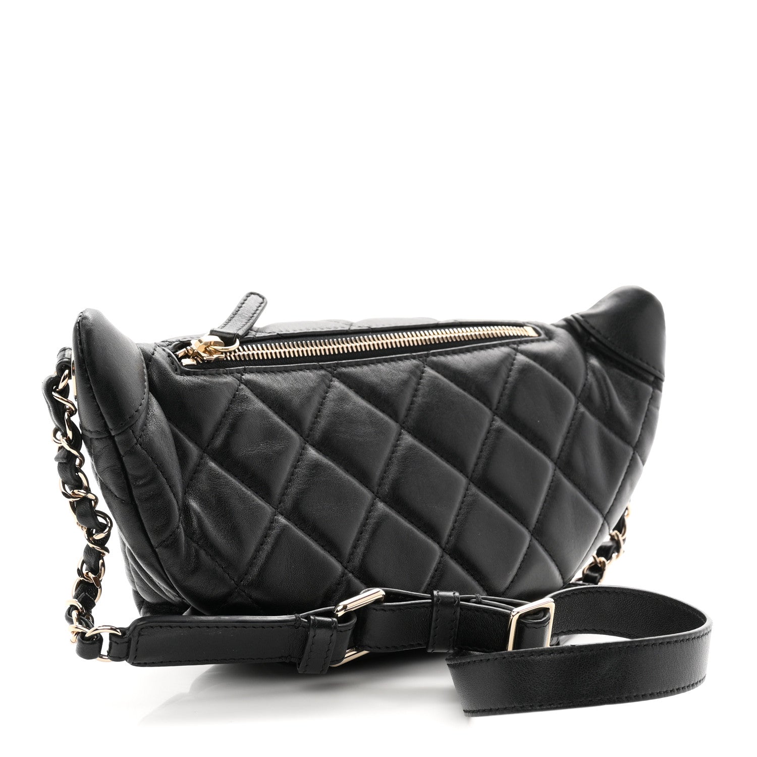 Chanel Lambskin Quilted Resin Bi-Color Waist Bag Fanny Pack Black 3 of 10
