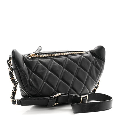 Chanel Lambskin Quilted Resin Bi-Color Waist Bag Fanny Pack Black 3 of 10