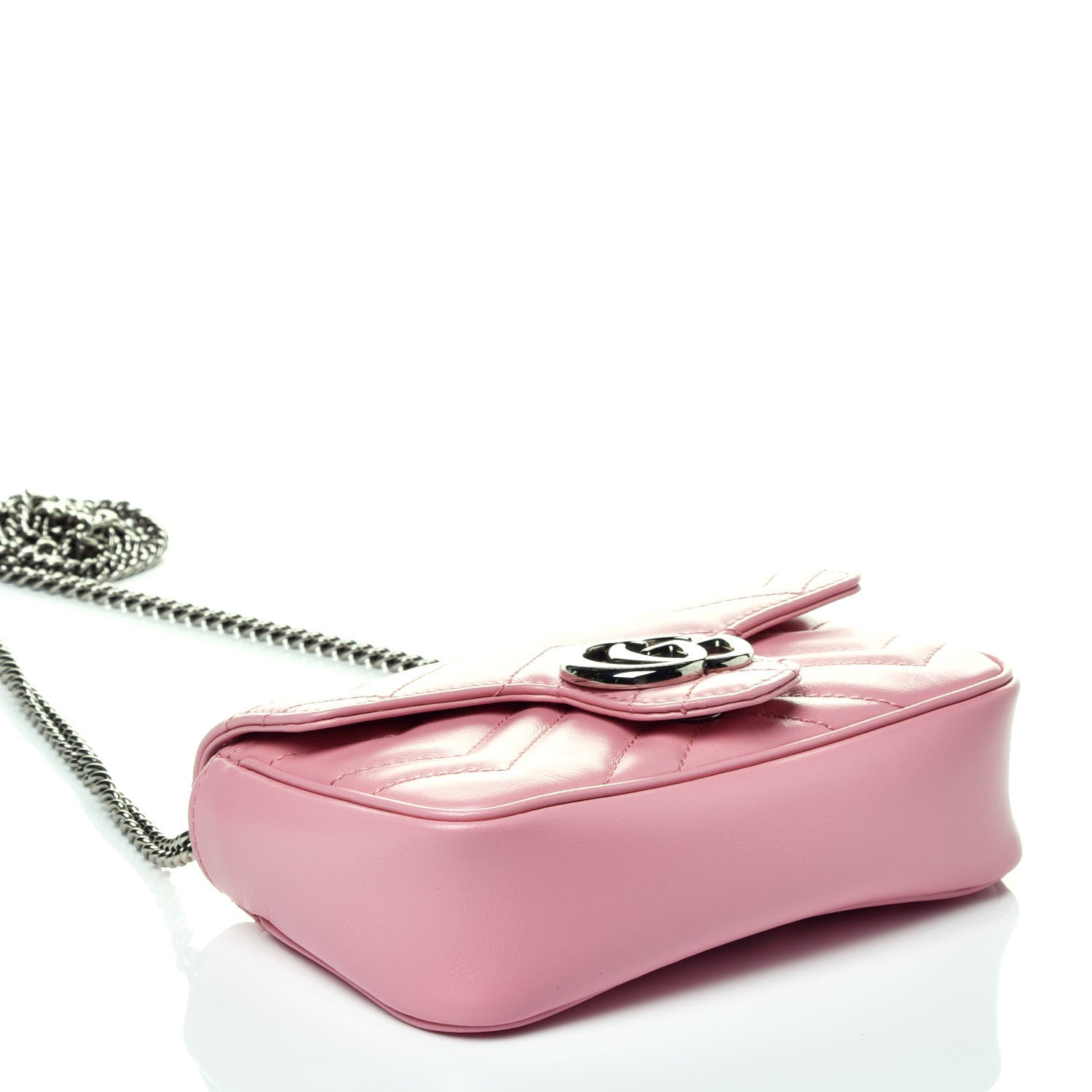 Gucci Calfskin Matelasse Super Mini GG Marmont Shoulder Bag Wild Rose 4 of 9