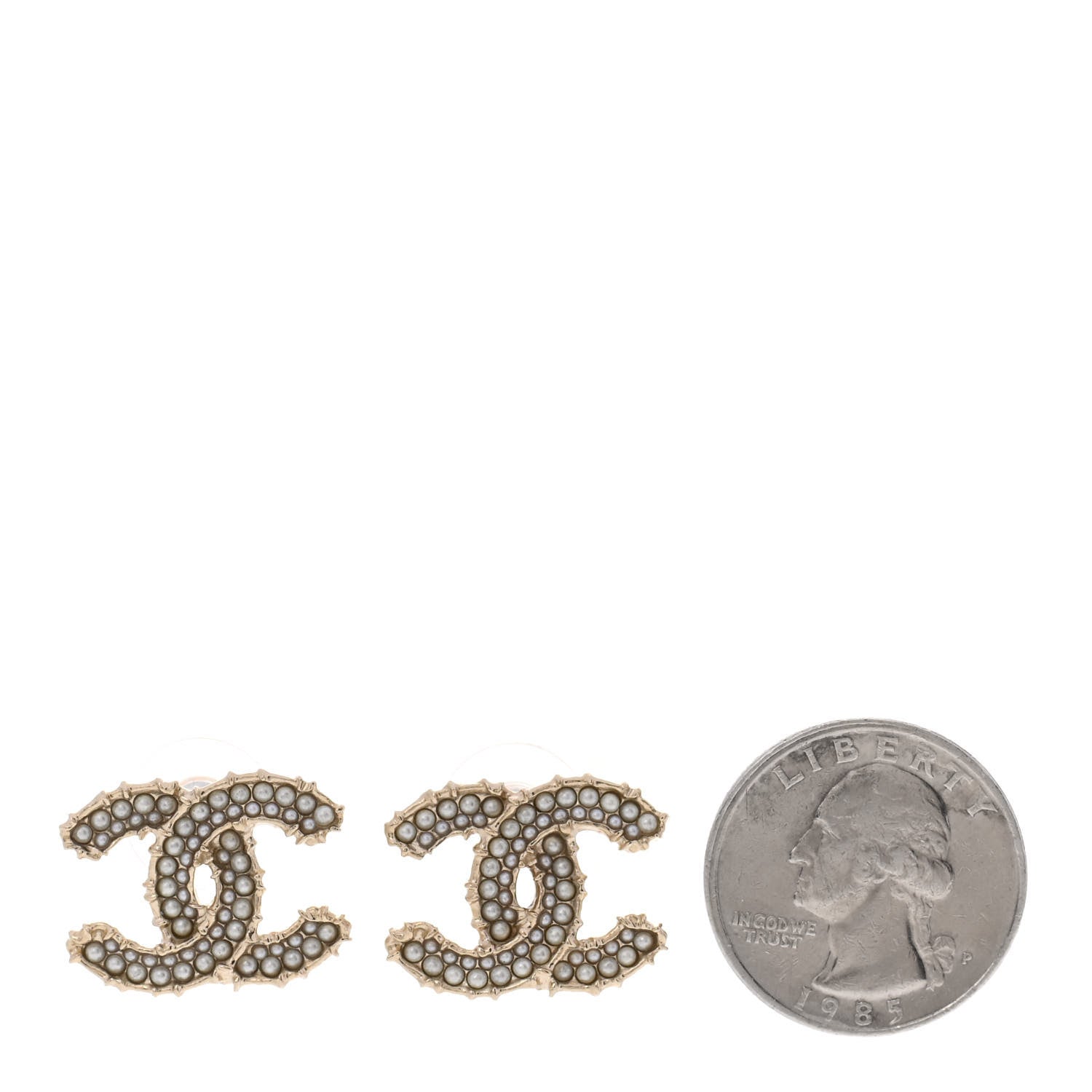 Chanel Pearl CC Camellia Express Stud Earrings Gold 2 of 5