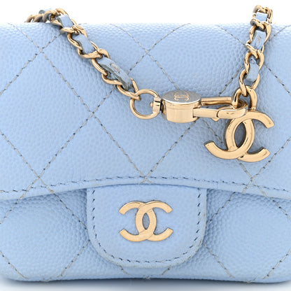 Chanel Caviar Quilted Mini Chain Belt Bag Light Blue 9 of 12